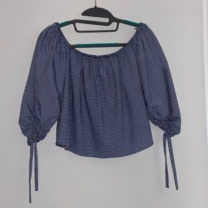 Zara Gingham Off-the-shoulder Top
